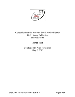 Consortium for the National Equal Justice Library Oral History Collection Interview With