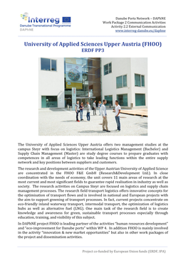 University of Applied Sciences Upper Austria (FHOO) ERDF PP3