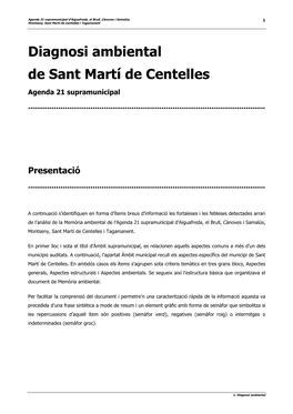 Diagnosi Ambiental De Sant Martí De Centelles
