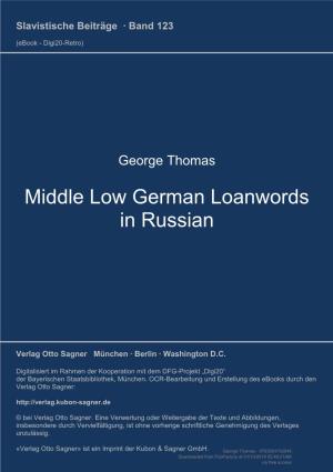 Middle Low German Loanwords in Russian