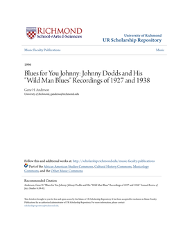 Johnny Dodds and His "Wild Man Blues" Recordings of 1927 and 1938 Gene H