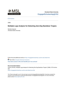 Multiple Logs Analysis for Detecting Zero-Day Backdoor Trojans