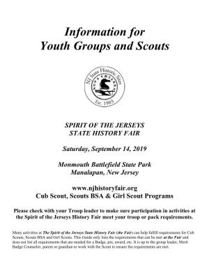 Information for Youth Groups and Scouts