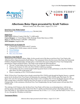Albertsons Boise Open Presented by Kraft Nabisco Hillcrest Country Club | Boise, Idaho | August 22-25, 2019