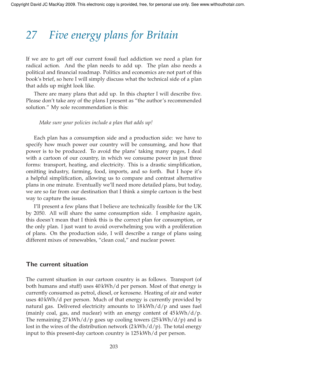 27 Five Energy Plans for Britain