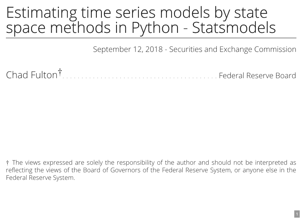 Estimating Time Series Models by State Space Methods in Python - Statsmodels