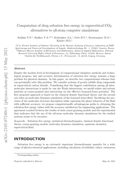 Computation of Drug Solvation Free Energy in Supercritical CO2: Alternatives to All-Atom Computer Simulations