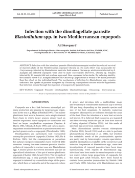 Infection with the Dinoflagellate Parasite Blastodinium Spp. in Two Mediterranean Copepods