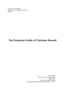 The Forgotten Gothic of Christina Rossetti