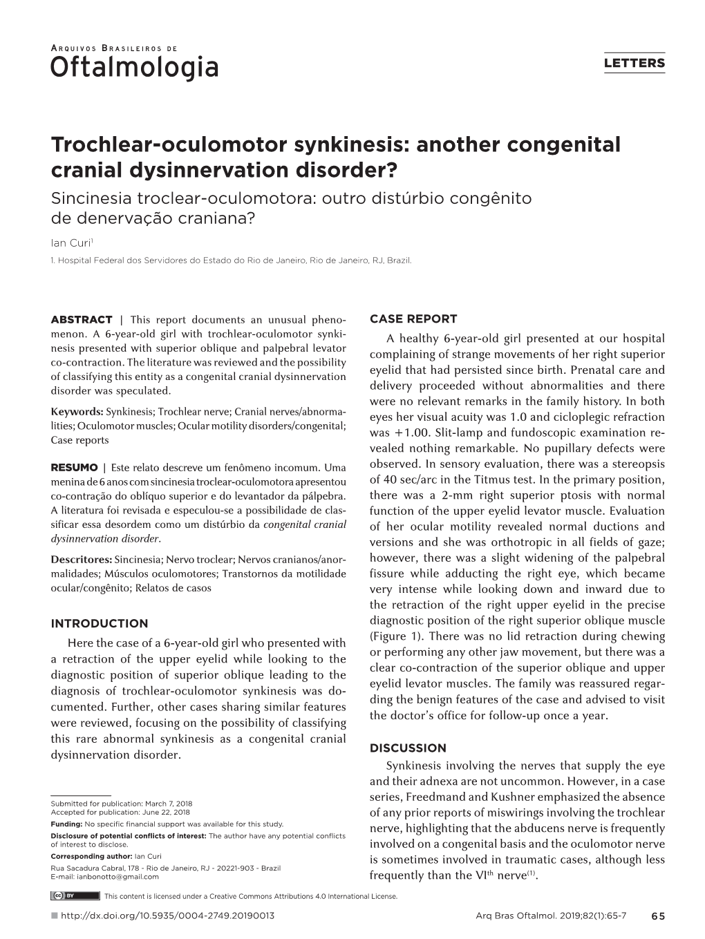 Trochlear-Oculomotor Synkinesis