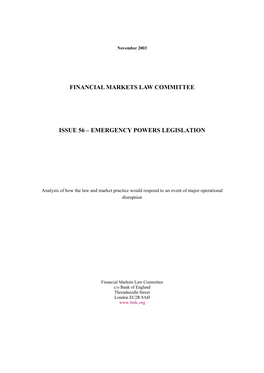 Emergency Powers Legislation Report