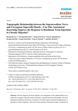 Topographic Relationship Between the Supratrochlear Nerve And