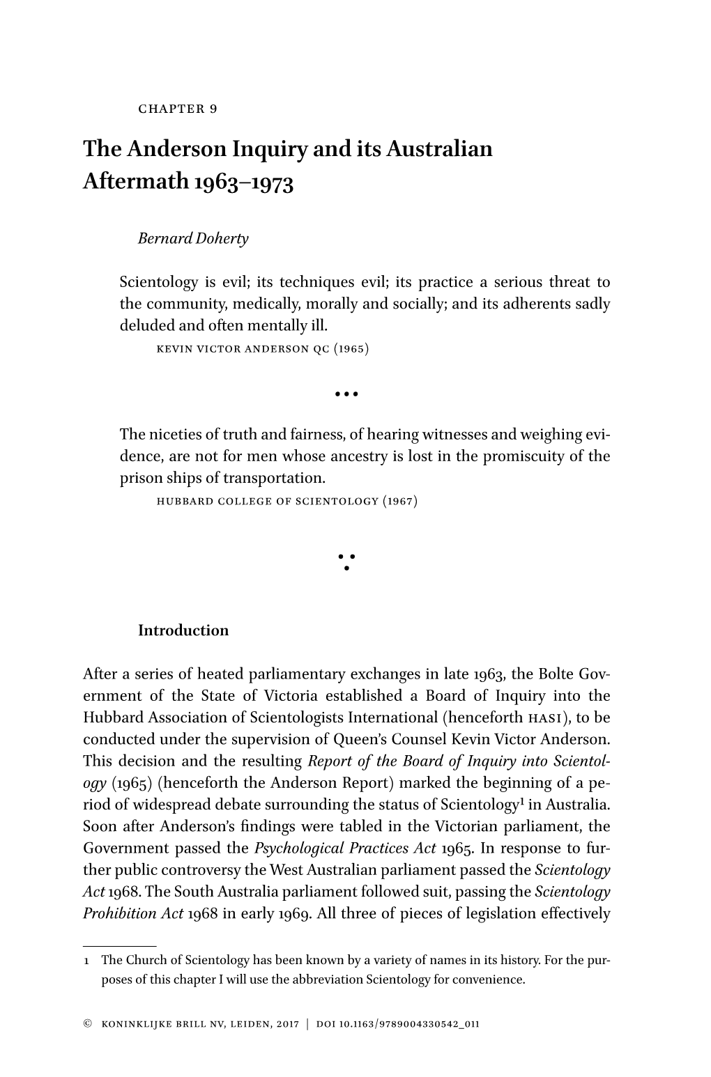 The Anderson Inquiry and Its Australian Aftermath 1963–1973