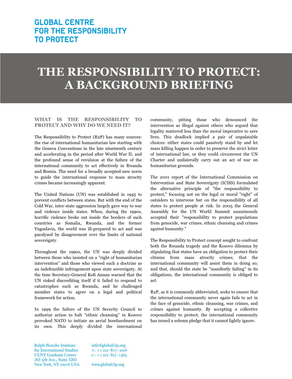 The Responsibility to Protect: a Background Briefing