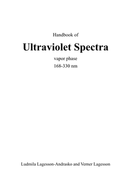 Ultraviolet Spectra Vapor Phase 168-330 Nm