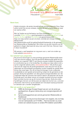 Stroom-Uit-Westerwolde Nieuwsbrief 1 Maart 2020