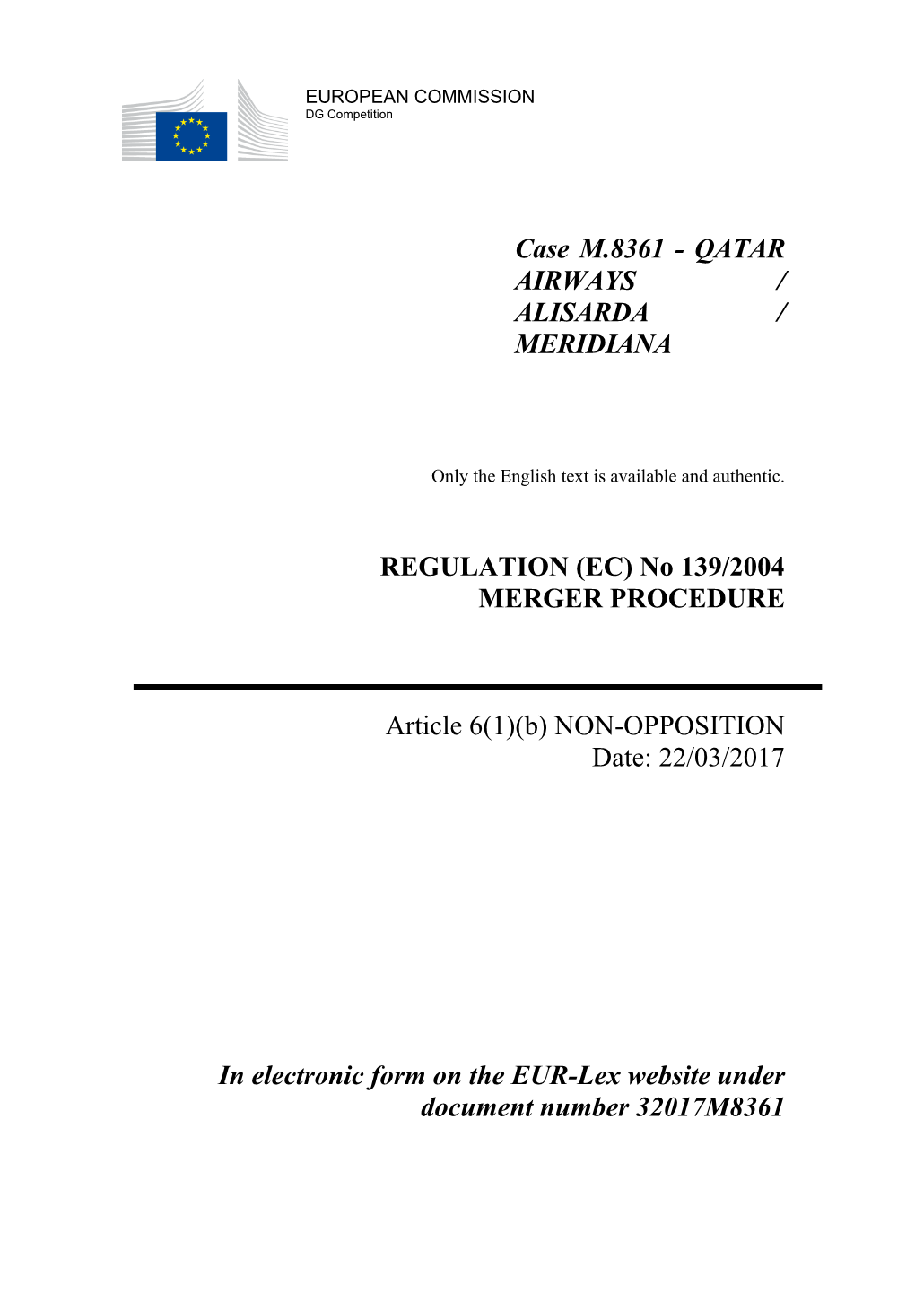 Qatar Airways / Alisarda / Meridiana Regulation