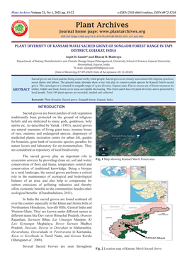 PLANT DIVERSITY of KANSARI MAVLI SACRED GROVE of SONGADH FOREST RANGE in TAPI DISTRICT, GUJARAT, INDIA Arpit D