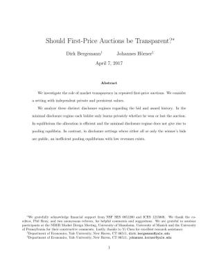 Should First-Price Auctions Be Transparent?∗