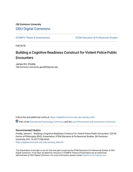 Building a Cognitive Readiness Construct for Violent Police-Public Encounters