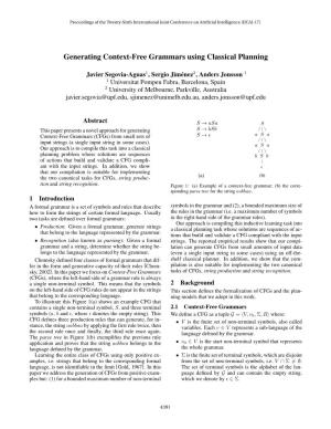 Generating Context-Free Grammars Using Classical Planning