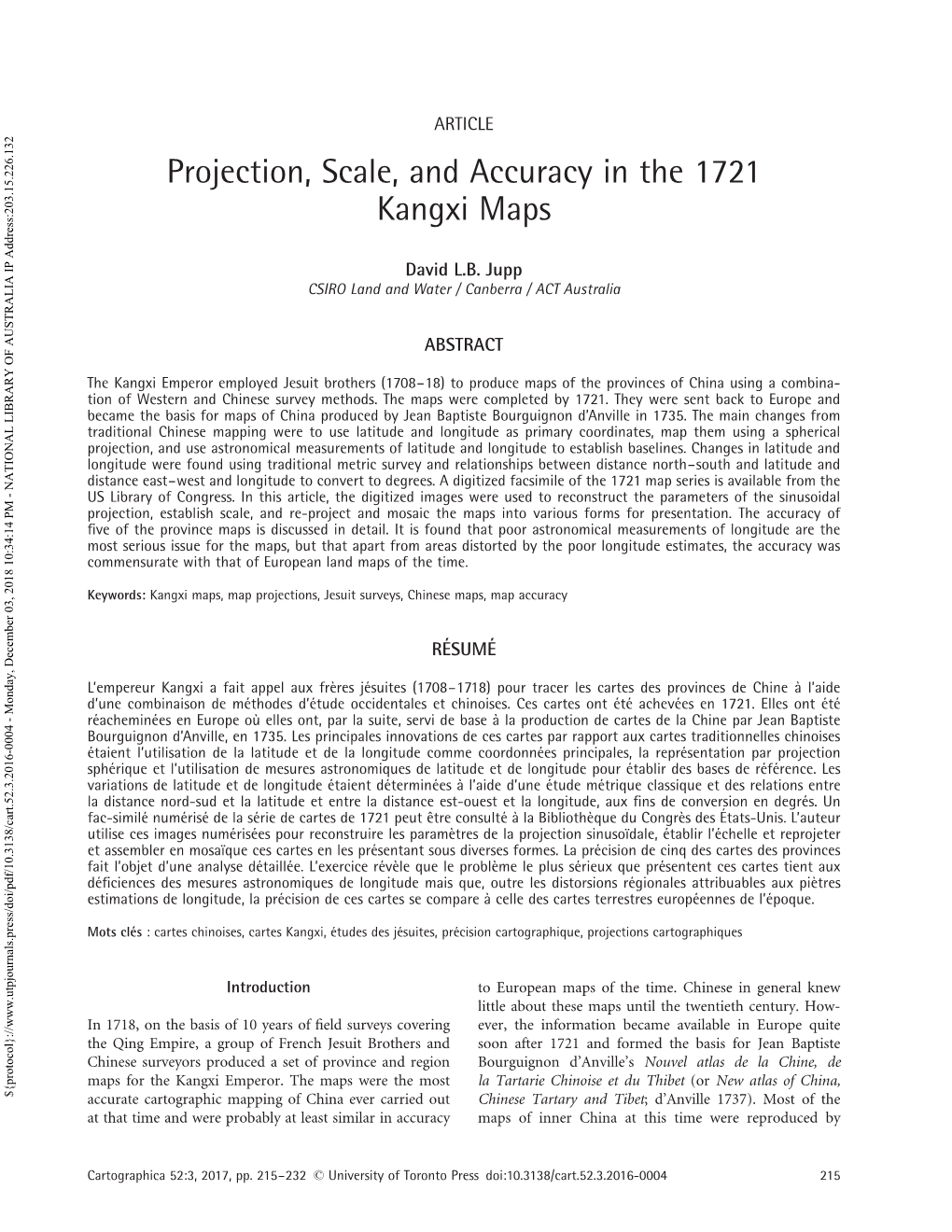 Projection, Scale, and Accuracy in the 1721 Kangxi Maps