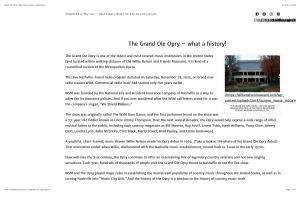 The Grand Ole Opry – What a History!