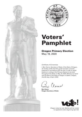 Voters' Pamphlet Primary Election 2020 for Lane County