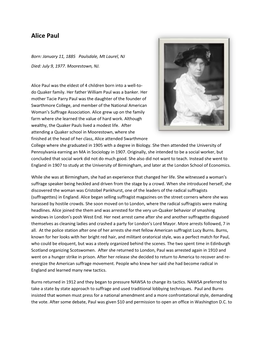 Alice Paul Biography