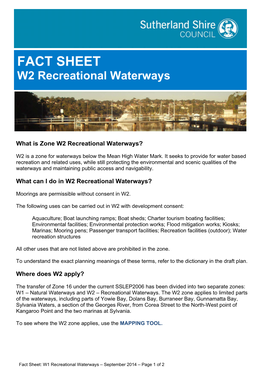 FACT SHEET W2 Recreational Waterways