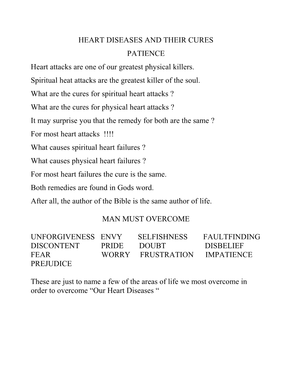 Heart Diseases and Their Cures