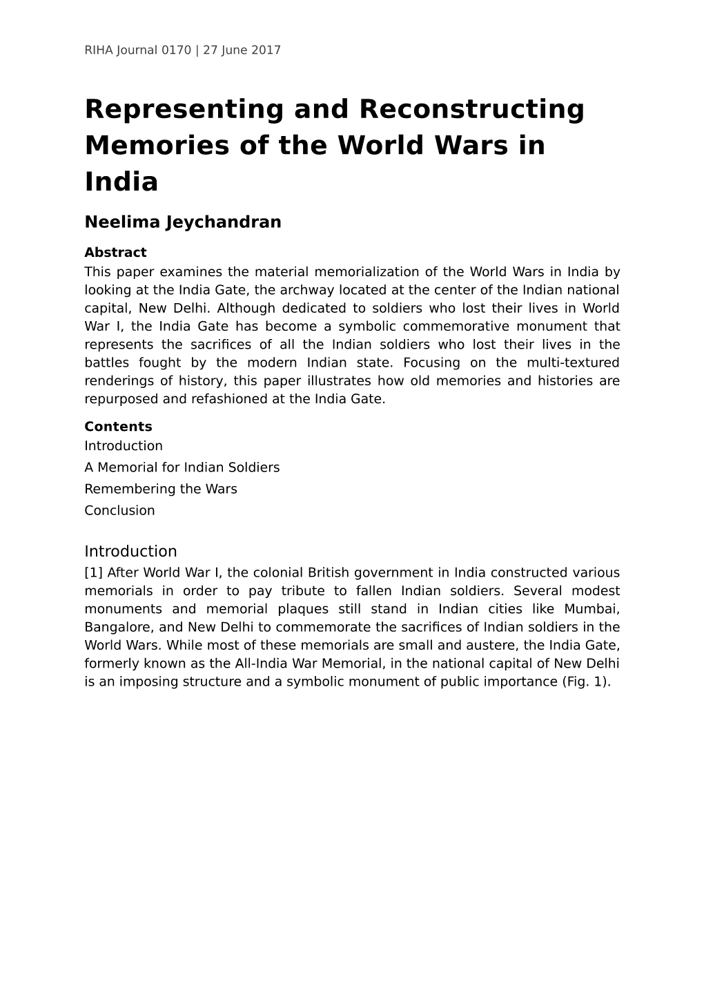 Representing and Reconstructing Memories of the World Wars in India