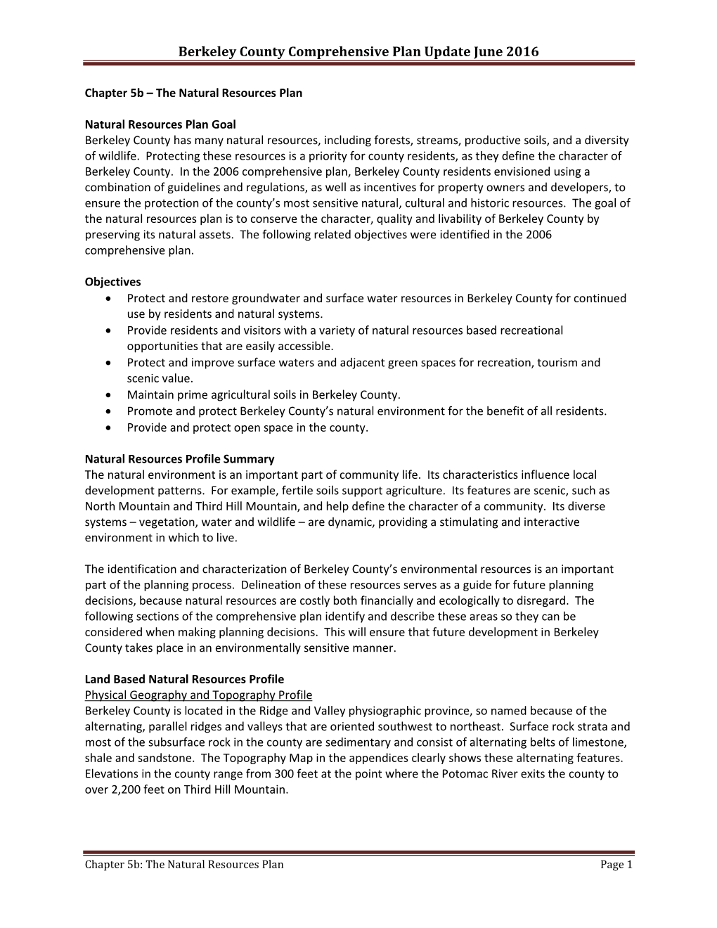 Chapter 5B: the Natural Resources Plan Page 1