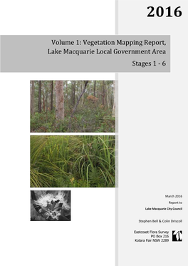 Vegetation Mapping of Lake Macquarie LGA: Stage 1 – Wyee to Cooranbong