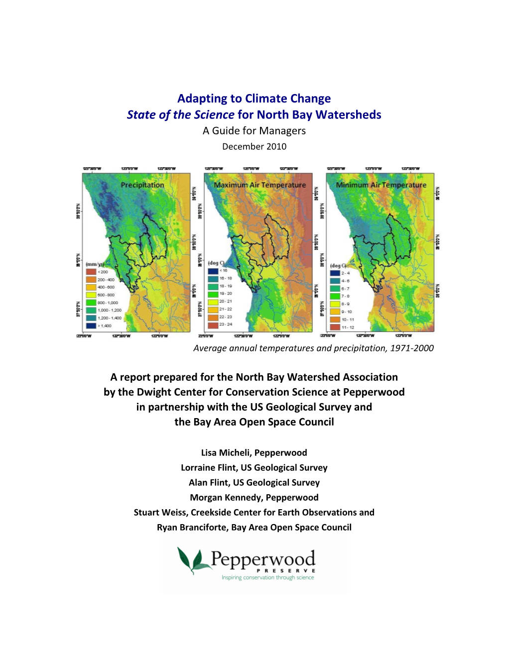 Adapting to Climate Change State of the Science for North Bay Watersheds a Guide for Managers December 2010