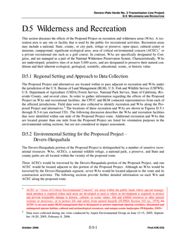 D.5 Wilderness and Recreation