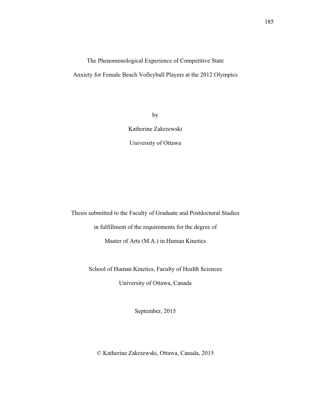 185 the Phenomenological Experience of Competitive State