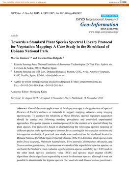 Towards a Standard Plant Species Spectral Library Protocol for Vegetation Mapping: a Case Study in the Shrubland of Doñana National Park