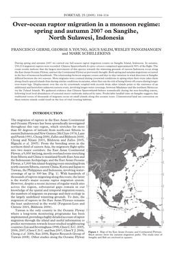 Over-Ocean Raptor Migration in a Monsoon Regime: Spring and Autumn 2007 on Sangihe, North Sulawesi, Indonesia