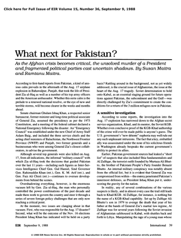 What Next for Pakistan?