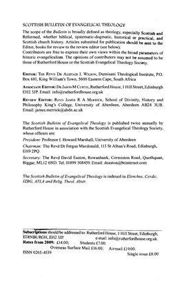 Scottish Bulletin of Evangelical Theology 27.2