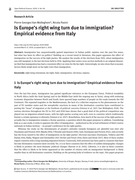 Is Europe's Right Wing Turn Due to Immigration?