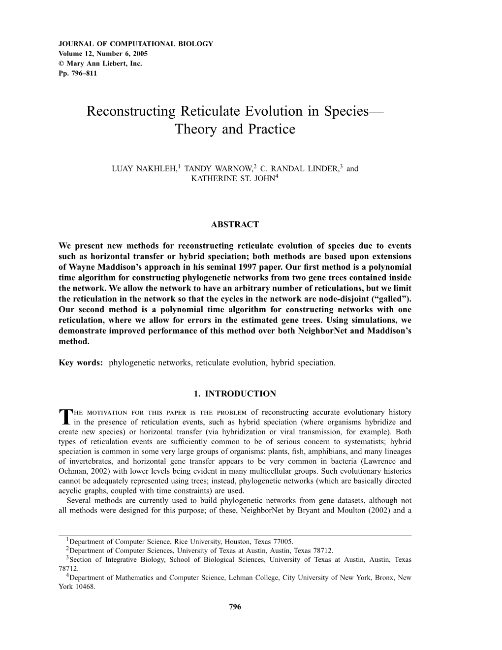 Reconstructing Reticulate Evolution in Species— Theory and Practice