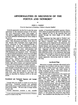 Abnormalities in Meconiumof the Foetus and Newborn*
