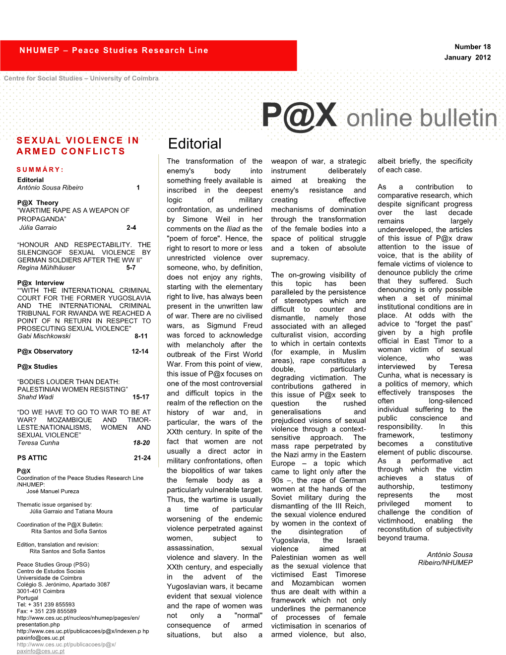 P@X Online Bulletin