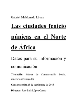 Las Ciudades Fenicio Púnicas En El Norte De África