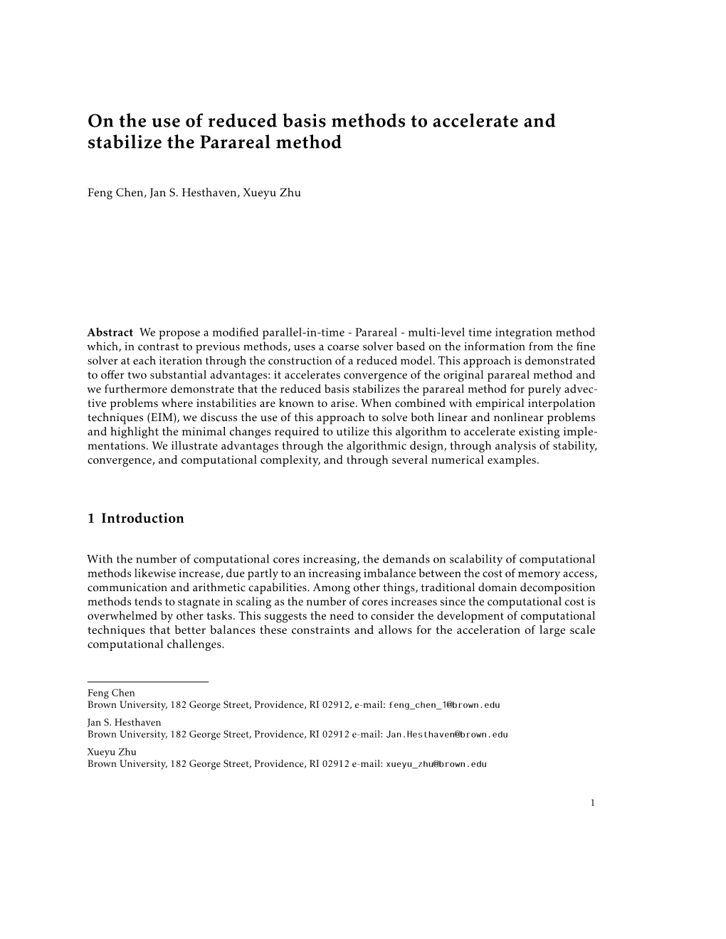 On the Use of Reduced Basis Methods to Accelerate and Stabilize the Parareal Method