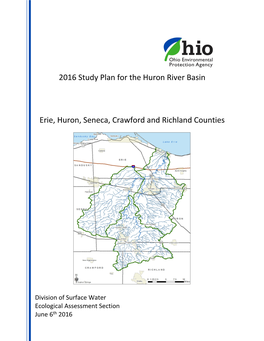 2016 Study Plan for the Huron River Basin Erie, Huron, Seneca