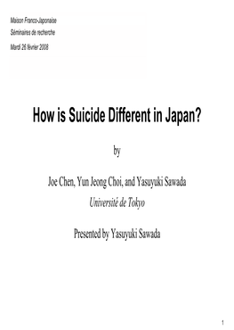 How Is Suicide Different in Japan?