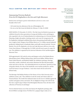 Announcing Victorian Radicals: from the Pre-Raphaelites to the Arts And